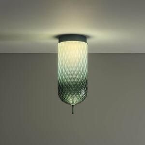 OLEV LED stropna svetilka Curuba, zelena, steklo, višina 40 cm, 2.700 K, Zelena, Dnevna soba / jedilnica, Steklo, Dizajn