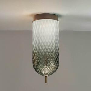 OLEV LED stropna svetilka Curuba, rjava, steklo, višina 40 cm 2.700 K, Rjava / rjasta, Dnevna soba / jedilnica, Steklo, Dizajn