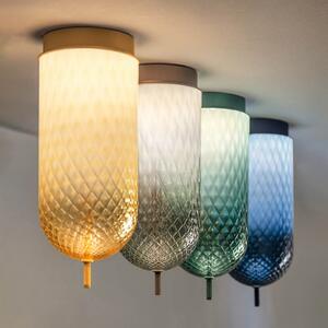 OLEV LED stropna svetilka Curuba, jantar, steklo, višina 40 cm 2.700 K, Rjava / rjasta, Dnevna soba / jedilnica, Steklo, Dizajn