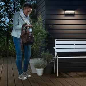 Philips LED zunanja stenska svetilka Bustan, 2 kos, senzor, 2700 K, Siva, Aluminij, Sodobni, Stenska kotna
