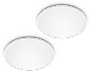 Philips LED SuperSlim, komplet 2 kosov, bela IP44 Ø 25 cm 2700 K, zatemnjen, Bela, Študija / pisarna, Plastika, Sodobni