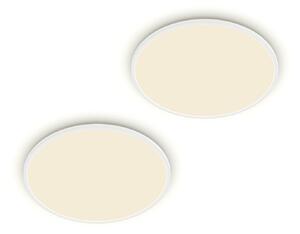 Philips LED stropna svetilka SuperSlim, komplet 2 kosov, IP44, Ø 25 cm, 4000 K, zatemnjen, Bela, Študija / pisarna, Plastika, Sodobni