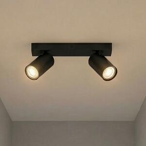 OSRAM stropni reflektor OCTAGON črn 2-flg. GU10-LED 927 dim, zatemnjen, Črna, Dnevna soba / jedilnica, Kovina, Sodobni