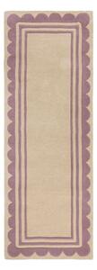 Vijoličen/v naravni barvi ročno tkan volnen tekač 80x230 cm Lois Scallop – Flair Rugs