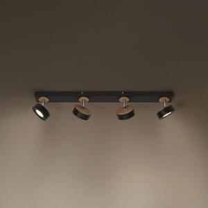OSRAM LED-stropni reflektor PLUTO, črn, 4 žarometi, 3.000 K, Črna, Dnevna soba / jedilnica, Kovina
