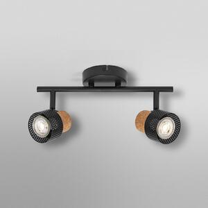 OSRAM stropni reflektor CORK, črn, 2 reflektorja GU10-LED 927 dim, zatemnjen, Črna, Dnevna soba / jedilnica, Kovina