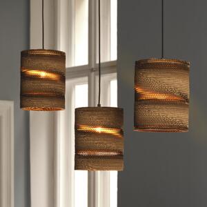 OSRAM viseča svetilka CYLINDER, 3-svetilna, rjava, Ø 20 cm, valovita lepenka, zatemnjen, Rjava / rjasta, Dnevna soba / jedilnica, Papir / karton
