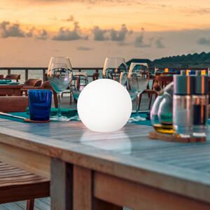 FH Lighting LED-sončna zunanja svetilka Dabus, Ø 25 cm, krogla, bela, akril, zatemnjen, Bela, Dnevna soba / jedilnica, Plastika