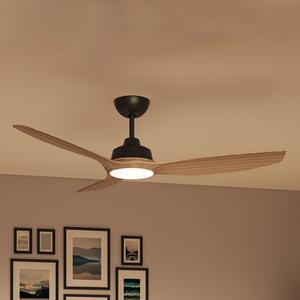 Philips LED ventilator Olas, Ø 132 cm, rjav/črn, tih, zatemnjen, Les, Dnevna soba / jedilnica, Plastika, Sodobni