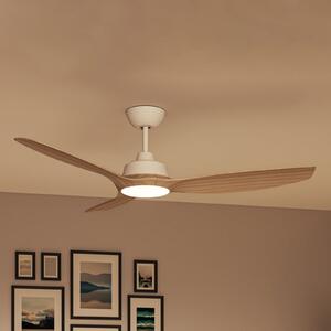 Philips LED ventilator Olas, Ø 132 cm, rjava/bela, tiho delovanje, zatemnjen, Les, Dnevna soba / jedilnica, Plastika, Sodobni