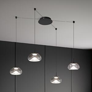 Fabas Luce LED viseča svetilka Brena, 4-krilna, prozorna, steklo, CCT, zatemnilna, zatemnjen, Prozorna, Dnevna soba / jedilnica, Steklo, Sodobni