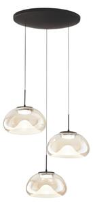 Fabas Luce LED obesna svetilka Brena, 3-delna, konjak, Ø 35 cm CCT, z možnostjo zatemnitve, zatemnjen, Rjava / rjasta, Dnevna soba / jedilnica, Steklo, Sodobni
