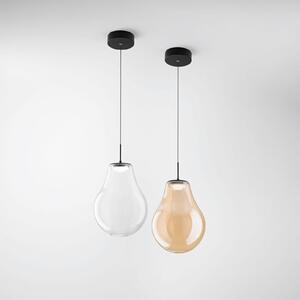 Fabas Luce LED obesna svetilka Noa, jantar, steklo, Ø 25 cm, CCT, z možnostjo zatemnitve, zatemnjen, Bež, Dnevna soba / jedilnica, Steklo, Sodobni