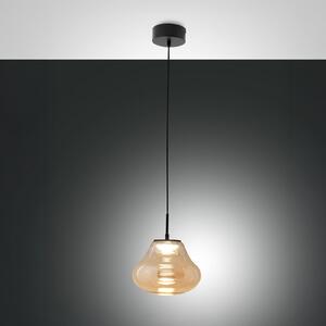 Fabas Luce LED obesna svetilka Deva, jantar, steklo, Ø 25 cm, CCT, zatemnilna, zatemnjen, Bež, Dnevna soba / jedilnica, Steklo, Sodobni