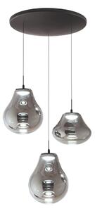 Fabas Luce LED obesna svetilka Deva, 3-delna, Ø 50 cm, siva, CCT, zmožnost zatemnitve, zatemnjen, Siva, Dnevna soba / jedilnica, Steklo, Sodobni