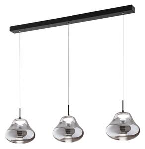 Fabas Luce LED obesna svetilka Deva, 3-krilna, 115 cm, siva, CCT, zmožnost zatemnitve, zatemnjen, Siva, Dnevna soba / jedilnica, Steklo, Sodobni