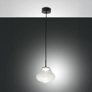 Fabas Luce LED obesna svetilka Deva, prozorna, steklo, Ø 25 cm, CCT, zmožnost zatemnitve, zatemnjen, Prozorna, Dnevna soba / jedilnica, Steklo, Sodobni