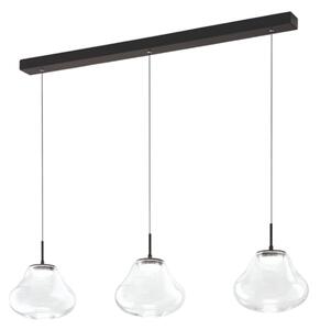 Fabas Luce LED obesna svetilka Deva, 3-krilna, 115 cm, prozorna, CCT, z možnostjo, zatemnjen, Prozorna, Dnevna soba / jedilnica, Steklo, Sodobni