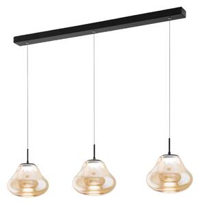 Fabas Luce LED obesna svetilka Deva, 3-delna, 115 cm, jantar, CCT, zmožnost zatemnitve, zatemnjen, Bež, Dnevna soba / jedilnica, Steklo, Sodobni