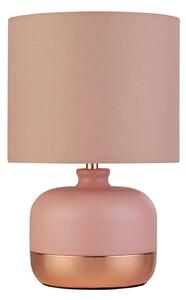 Searchlight Namizna svetilka Tamsin, roza, kovina/tekstil, višina 27 cm, E14, Roza / rosé, Dnevna soba / jedilnica, Tkanine / tekstil, Sodobni