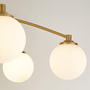 Searchlight Stropna svetilka Feylinn, bela/medenina, steklo, Ø 75 cm, 6-krilna., zatemnjen, Bela, Dnevna soba / jedilnica, Steklo, Sodobni