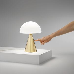 Fabas Luce LED namizna svetilka Blip, medenina/bela, steklo, CCT, dotik dimmer, zatemnjen, Zlata / medeninasta, Dnevna soba / jedilnica, Steklo, Sodobni