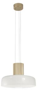 Fabas Luce LED obesna svetilka Lunar, bela/zlata, steklo, CCT, zatemnilna, zatemnjen, Bela, Dnevna soba / jedilnica, Steklo, Sodobni
