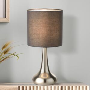 Searchlight Namizna svetilka Neraiah, siva/srebrna, tekstil, 34 cm, z možnostjo zatemnitve, Siva, Dnevna soba / jedilnica, Tkanine / tekstil, Sodobni