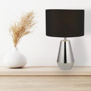 Searchlight Namizna svetilka Laynie, siva/črna, kovina/tekstil, 24 cm, E14, Kovinska, Dnevna soba / jedilnica, Tkanine / tekstil, Sodobni
