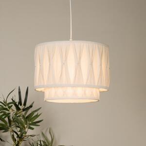 Searchlight Obesna svetilka Wieka, bež, platno, Ø 30 cm, E27, zatemnjen, Bež, Dnevna soba / jedilnica, Tkanine / tekstil, Skandinavski