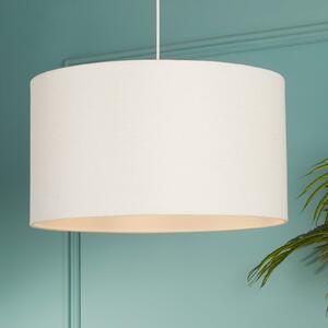 Searchlight Obesna svetilka Rayna, Ø 50 cm, bela, lan, E27, zatemnjen, Bež, Dnevna soba / jedilnica, Tkanine / tekstil, Skandinavski