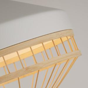 Searchlight Obesna svetilka Lanya, bela, jeklo/bambus, Ø 30 cm, E27, zatemnjen, Les, Dnevna soba / jedilnica, Bambus, Skandinavski