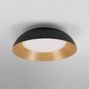 OSRAM LED stropna svetilka ORBIS ALVA, črna/lesni dekor, Ø 51 cm, zatemnjen, Les, Dnevna soba / jedilnica, Kovina, Sodobni