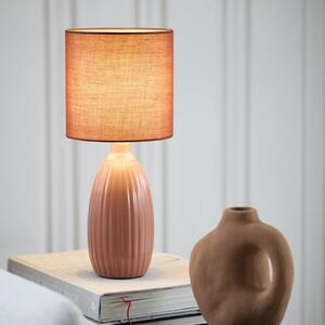 PR Home Namizna svetilka Uno, rjava, višina 37 cm, tekstil/keramika, Rdeča, Dnevna soba / jedilnica, Keramika, Sodobni
