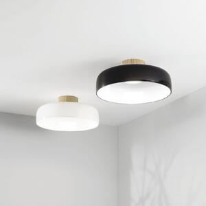 Fabas Luce LED stropna svetilka Lunar, črna, steklo, Ø 42 cm, CCT, zatemnilna, zatemnjen, Črna, Dnevna soba / jedilnica, Steklo, Sodobni