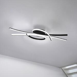 FISCHER & HONSEL LED stropna svetilka Biba, črna, dolžina 100 cm, kovina, CCT, zatemnjen, Črna, Dnevna soba / jedilnica, Kovina, Sodobni