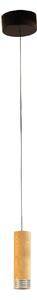 FISCHER & HONSEL LED obesna svetilka Shine-Wood, Ø 13 cm hrast/črna les/akril, zatemnjen, Les, Dnevna soba / jedilnica, Les