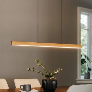 FISCHER & HONSEL LED obesna svetilka Shine-Wood, dolžina 105 cm, hrast/nikljevo barva, zatemnjen, Les, Dnevna soba / jedilnica, Les
