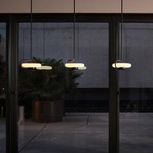 Kdln LED-visoka svetilka TRATTO, črna, Ø 27 cm, kovina/steklo, zatemnjen, Črna, Dnevna soba / jedilnica, Steklo, Dizajn