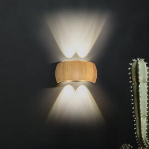 FISCHER & HONSEL LED stenska svetilka Shine-Wood, širina 20 cm, hrast/črna, 4-delna., Les, Dnevna soba / jedilnica, Les