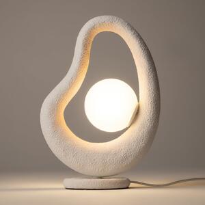 Maytoni LED namizna svetilka Opus, bela, kovina/steklo, višina 38 cm, Bela, spalnica, Kovina