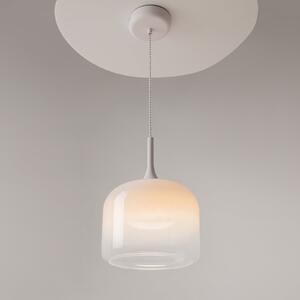 Maytoni LED obesna svetilka Spirito, bela, steklo/kovina, Ø 26 cm, Bela, Dnevna soba / jedilnica, Steklo