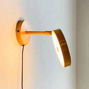 Dyberg Larsen LED stenska svetilka Starlight, rumena, Ø 14 cm, dim., zatemnjen, Rumena, Dnevna soba / jedilnica, Kovina, Dizajn