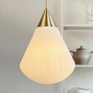 Dyberg Larsen obesna svetilka Ballon, Ø 33 cm bela/barva medenine, zatemnjen, Bela, Dnevna soba / jedilnica, Steklo, Dizajn