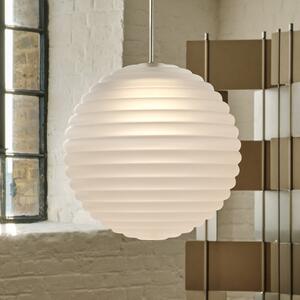 Tom Dixon LED viseča svetilka Press Sphere, motna, Ø 30 cm, zatemnjen, Bela, Dnevna soba / jedilnica, Steklo, Dizajn