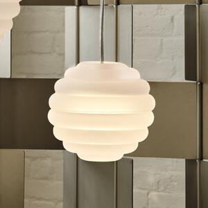 Tom Dixon LED viseča svetilka Press Sphere Mini motna Ø 15 cm, zatemnjen, Bela, Dnevna soba / jedilnica, Steklo, Dizajn
