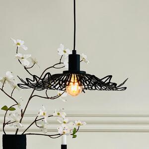Dyberg Larsen viseča svetilka Flora, mat črna, Ø 40 cm, kovina, zatemnjen, Črna, Dnevna soba / jedilnica, Kovina, Dizajn