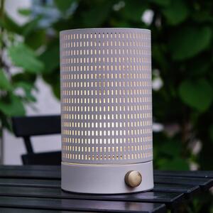 Dyberg Larsen LED-akumulatorska namizna svetilka Mesh, bela, višina 20 cm, zatemnjen, Bela, Dnevna soba / jedilnica, Kovina, Dizajn