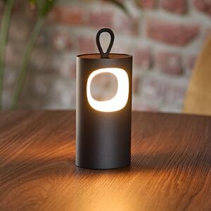 Sigor LED namizna svetilka Lunari, črna, 16 cm, kovina, CCT IP44, zatemnjen, Črna, Dnevna soba / jedilnica, Aluminij, Sodobni
