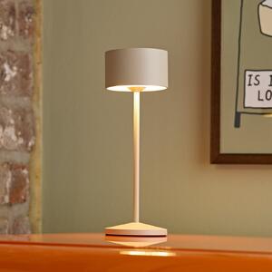 Sigor LED namizna svetilka Veluna, bež, višina 25 cm, IP44, dim CCT, zatemnjen, Bež, Dnevna soba / jedilnica, Aluminij, Sodobni
